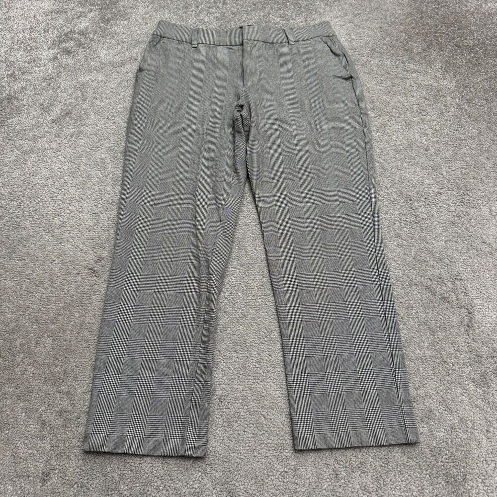 Gap Slim Fit Ankle High Rise Pants Trouser Women 10 Gray Plaid Straight Leg Work